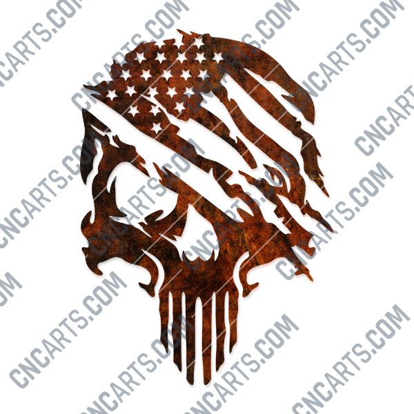 Tattered American Flag skull Design files