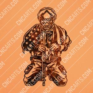 Kneeling soldier skull american flag design files