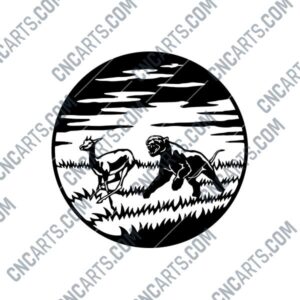 Lioness Hunting DXF File Image