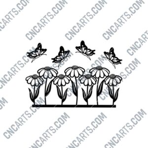 Flowers with Butterflies DXF Design