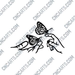 Decorative Hand with Butterflies DXF File