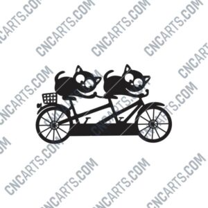 Cats with Bike DXF Files Image