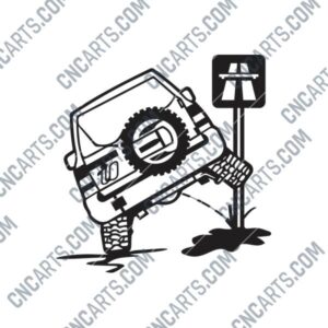 Car Pissing on Sign Road DXF File