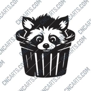 Raccoon in Trash DXF File