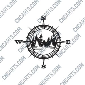 Trees Compass Scene DXF File