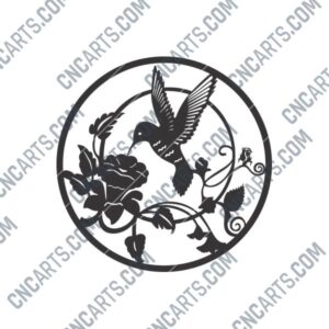 Hummingbird Floral DXF File