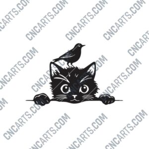Cat with Bird DXF Files